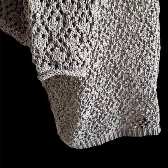Nicole Miller Artelier Open Knit Crochet Sweater Size‎ Small Sage Green - Picture 5 of 5